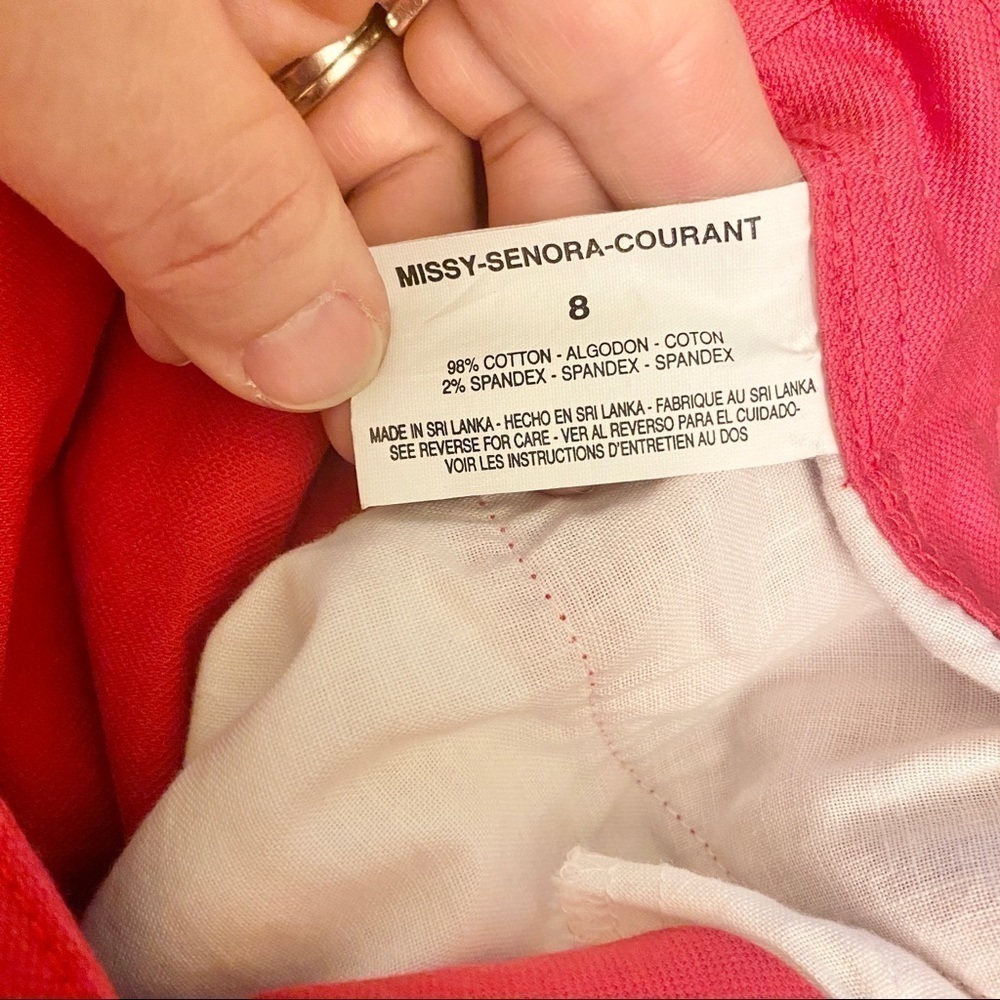 Gloria Vanderbilt NWT Capri Pants Stretch Raspberry Hot Pink Scalloped Hems Sz 8 - Picture 6 of 10